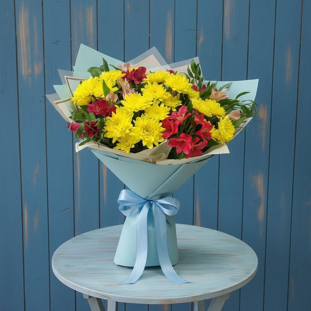 Букет цветов из: Альстромерии и Хризантемы в Угловском