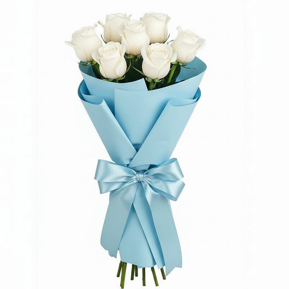 Букет 7 белых роз Проуд в Угловском