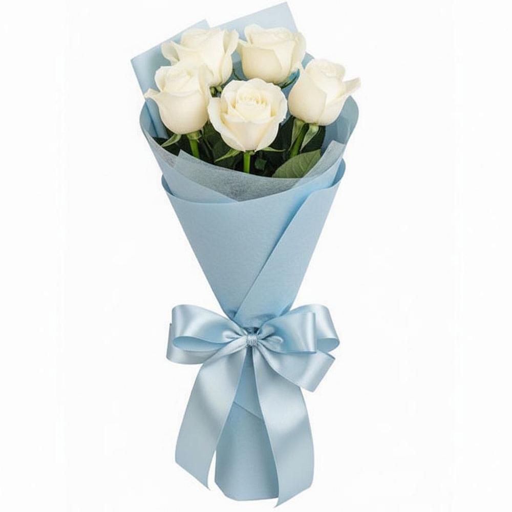 Букет 5 Белых роз Проуд в Угловском