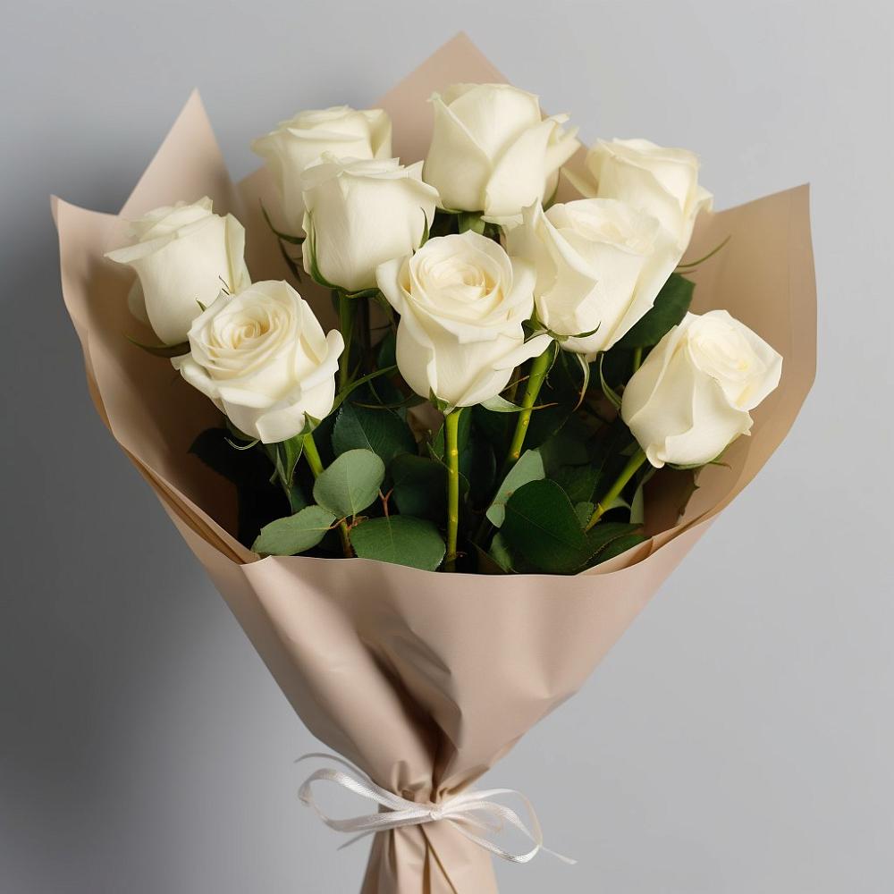 Букет 9 Белых роз Эдлесс Лав в Угловском