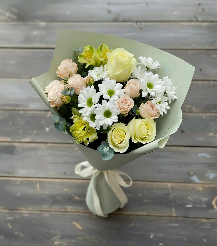 Букет цветов из: Альстромерии, Розы и Хризантемы в Угловском