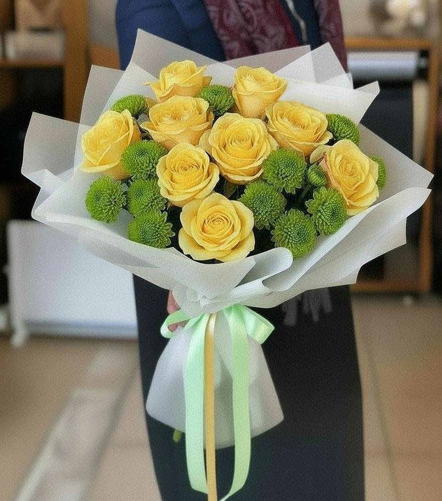 Букет цветов из: Хризантемы и Розы в Угловском