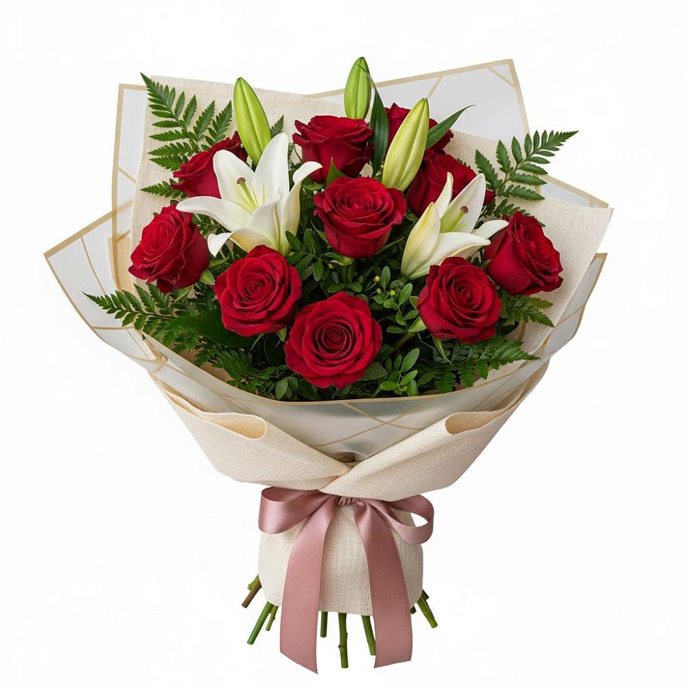 Букет цветов из: Лилии и Розы в Угловском