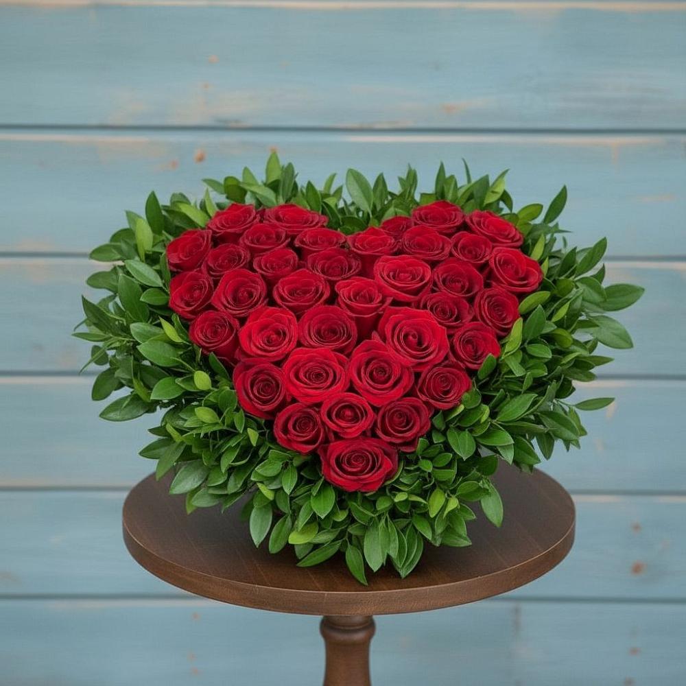 Цветочная композиция из Розы в виде сердца в Угловском