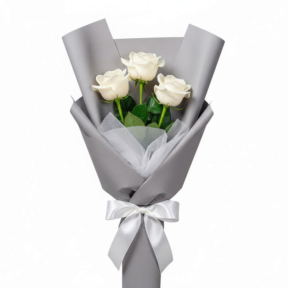 Букет 3 белые розы в Угловском