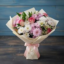 Букет цветов из:  Хризантемы, Альстромерии и Розы в Угловском