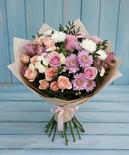 Букет цветов из:  Хризантемы, Розы и Альстромерии #REPLACE_PRED# Угловском