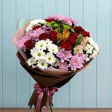 Букет цветов из:  Розы, Хризантемы и Альстромерии в Угловском
